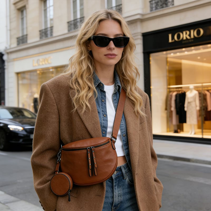 🍂2026 NEW ARRIVAL👜 Genuine Leather Large Fanny Pack Crossbody Sling Bag