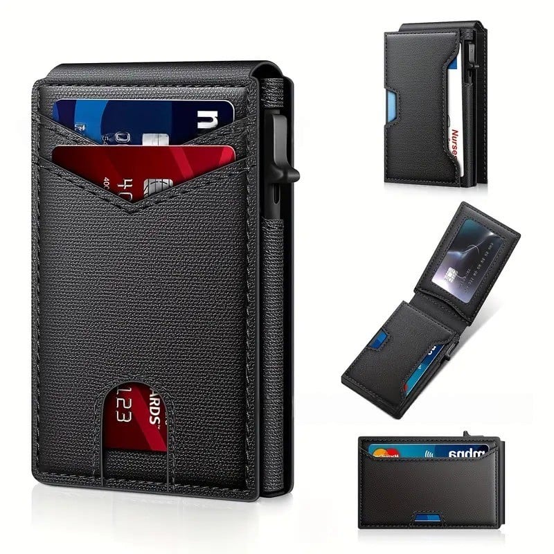 RFID Slim Pop-Up Wallet with Aluminum Case & Money Clip