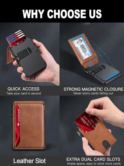 RFID Slim Pop-Up Wallet with Aluminum Case & Money Clip