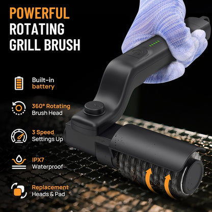 PowerSpin Electric Grill Brush – Effortless Cleaning, No More Scrubbing!🧼