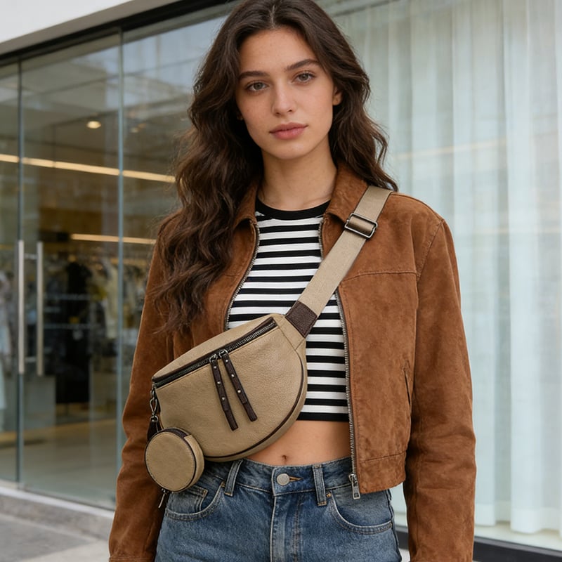 🍂2026 NEW ARRIVAL👜 Genuine Leather Large Fanny Pack Crossbody Sling Bag