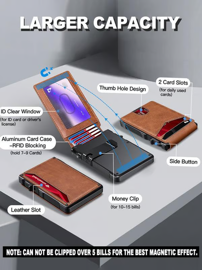 RFID Slim Pop-Up Wallet with Aluminum Case & Money Clip
