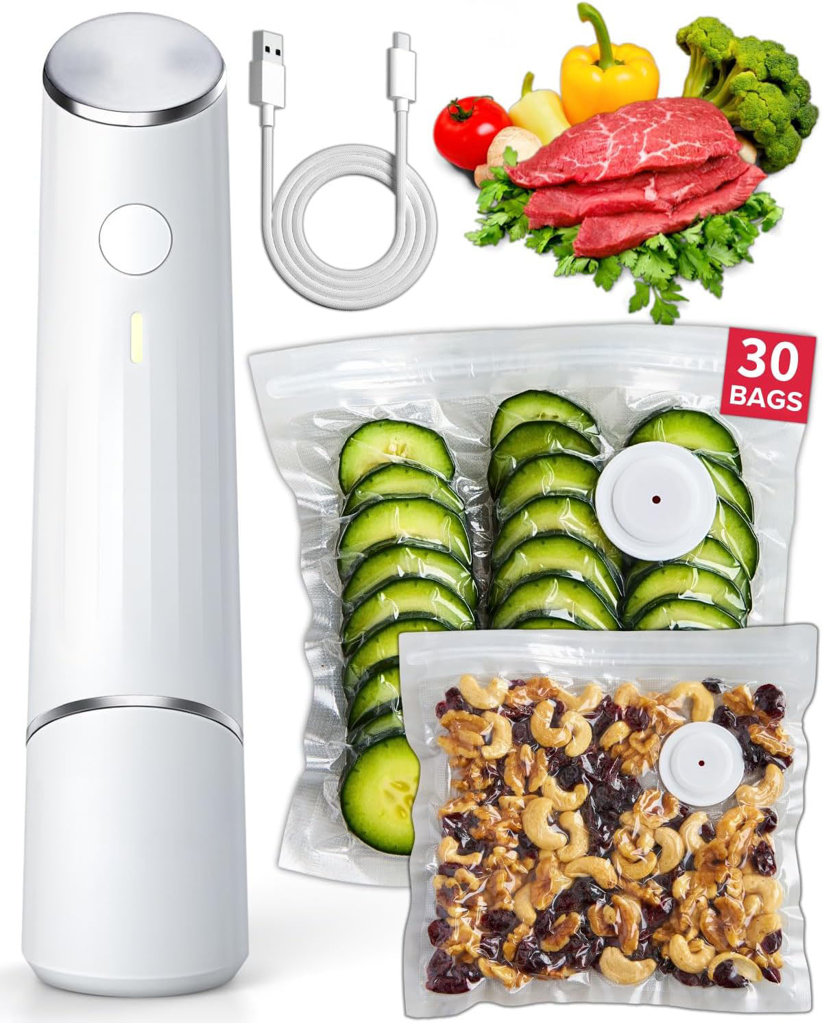 GloveBoxAir™ Compact Vacuum Sealer keeps food fresh 5-10x longer