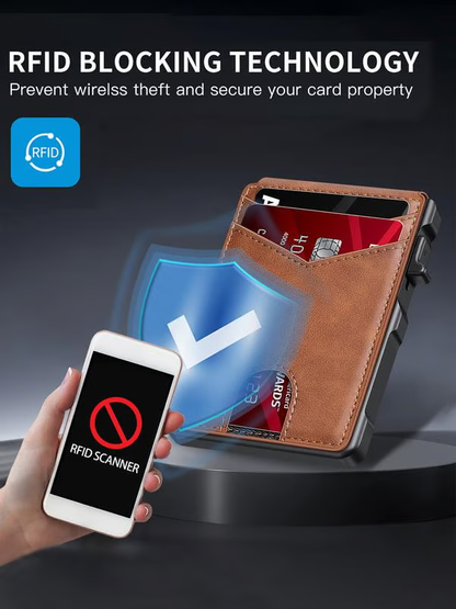 RFID Slim Pop-Up Wallet with Aluminum Case & Money Clip