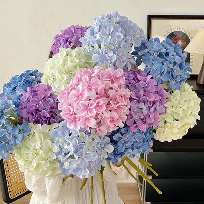 Outdoor Artificial Hydrangea Flowers, Realistic Faux Silk Blooms for Patio