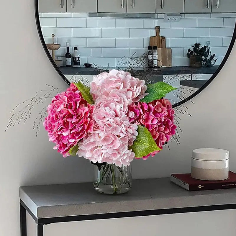 Outdoor Artificial Hydrangea Flowers, Realistic Faux Silk Blooms for Patio